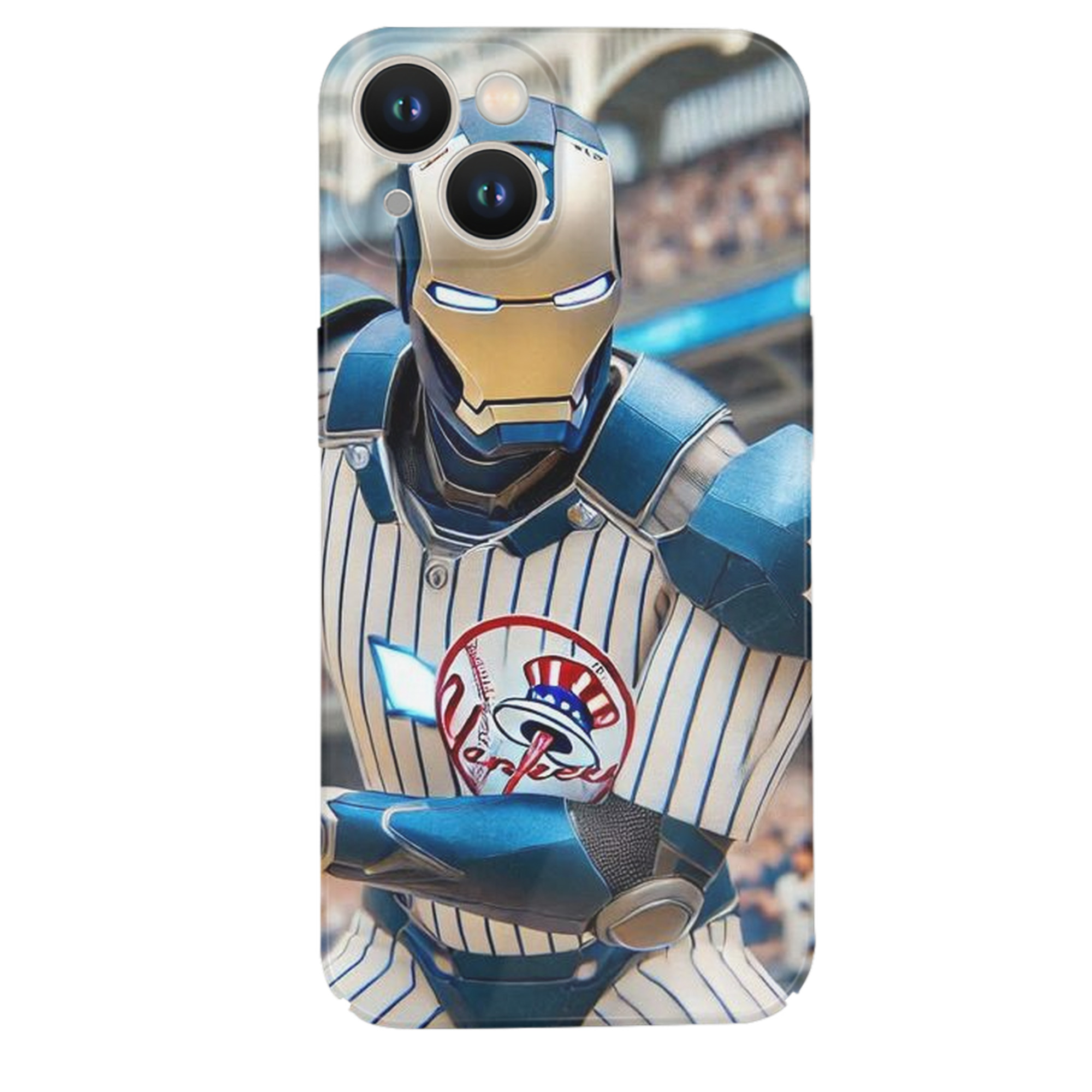 New York Yankees Iron Man IPhone 14 Series Full-Cover Hard Case – Shockproof With Raised Camera Protection – Precise Cutouts, Wireless Charging Compatible – Durable, Anti-Yellowing, Easy To Clean